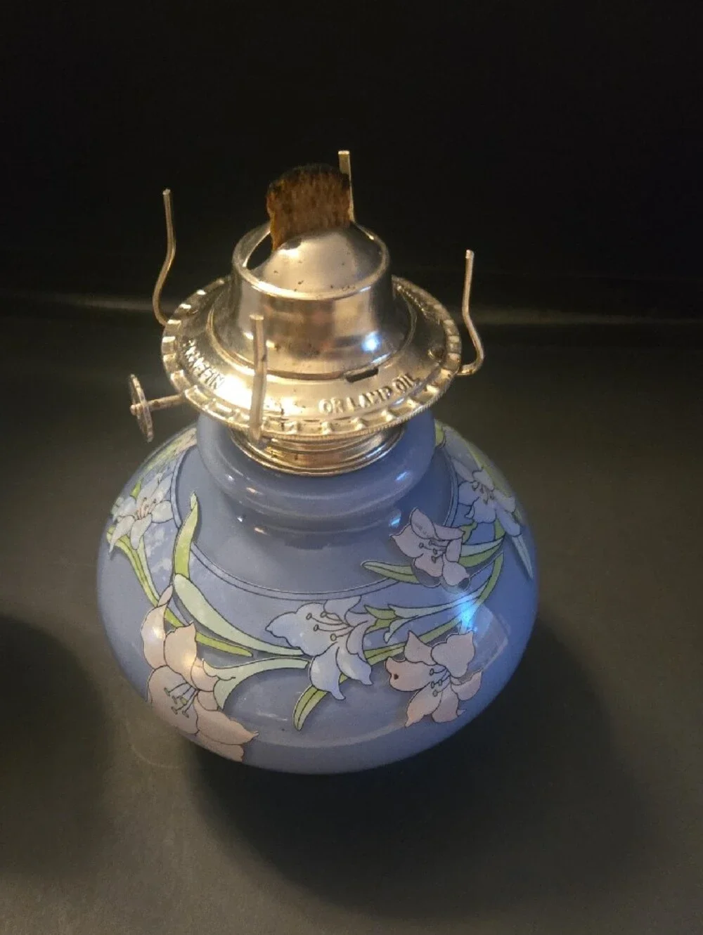 Kaadan Vintage  Blue Lily Floral Oil Lantern - Home Accents